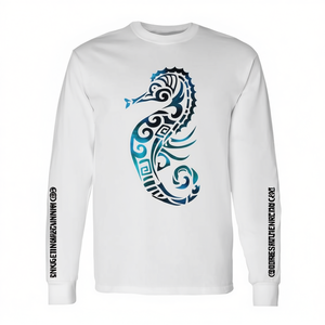 T-shirt à manches longues Seahorse Ocean Design Turquoise Tribal Art - Product Image 2