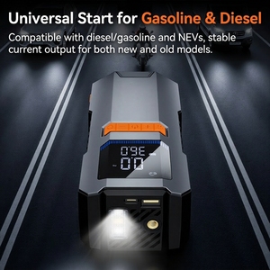 Démarreur de voiture 6000 mAh avec <span class=keywords><strong>gonfleur</strong></span> de pneus 150 PSI, pompe à air portable, booster de batterie 14,8 V, affichage numérique, kit d'urgence - Product Image 3