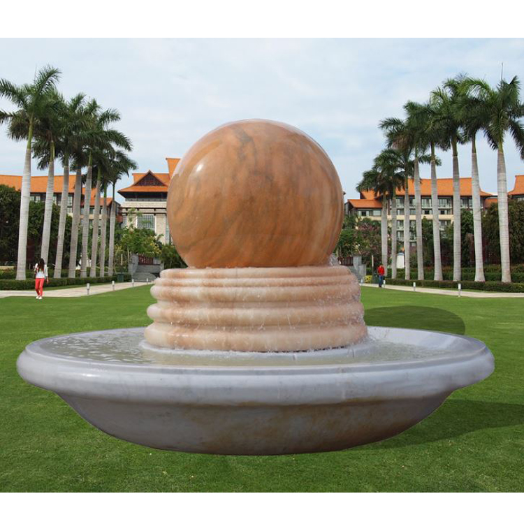 Outdoor rolling ball water fountain,Pink Red marble stone fountain