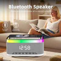 Enceinte Bluetooth personnalisée SL avec chargeur sans fil, horloge numérique, affichage LED, station de charge Qi 15W pour la maison, la table de chevet et les voyages