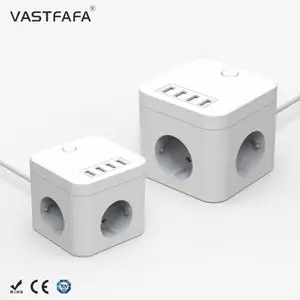 Vastfafa International Surge Protector Smart Cube Power Strip PC Color Box Extension Socket Euro High Quality 220v 230V 3 Way