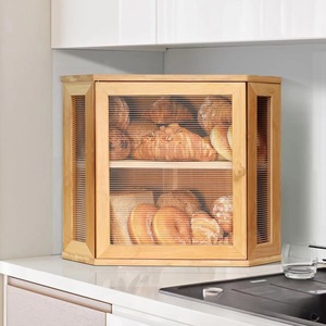 Boîte à pain en bambou transparente à double couche, conteneur de rangement de cuisine pour pain et gâteaux - Product Image 1