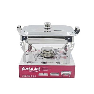 Stainless Steel <b>Square</b> Buffet Server With Lid Hotel Catering Warming Equipment Folding Stand Silver Modern Design - Product Image 5