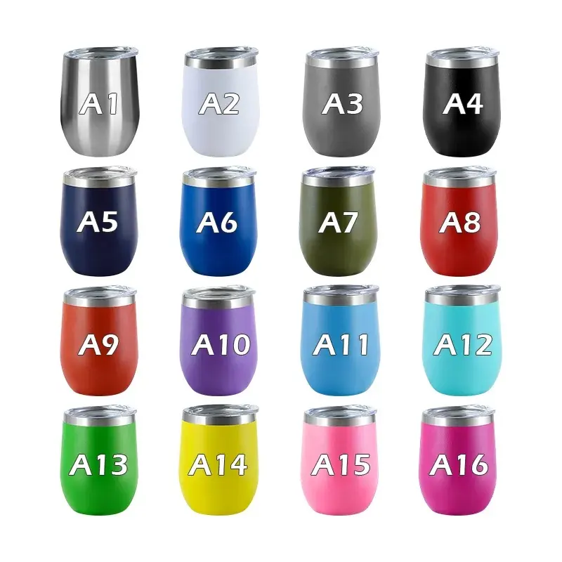 Custom logo 12oz egg shape double wall stainless steel vacuum insulated wine tumblers with straw and lid
