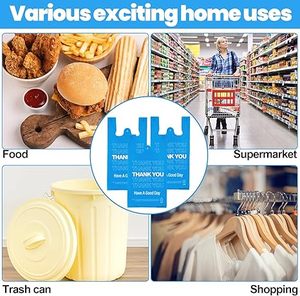 Bolsas de Plástico Azules con Asas para Colgar en la Mano, Desechables, para Uso Comercial y Compras, con la Inscripción 'Thank You' - Product Image 3