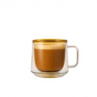 Tasse à café en verre borosilicate à double paroi de 220 ml, colorée, isolée, sans plomb, pour thé, latte, vente en gros
