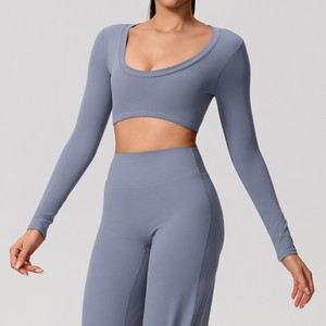 Sujetador deportivo transfronterizo estilo americano, con espalda descubierta, transparente, ajustado, de manga larga, con relleno y soporte para el pecho, para fitness, elástico. - Product Image 4