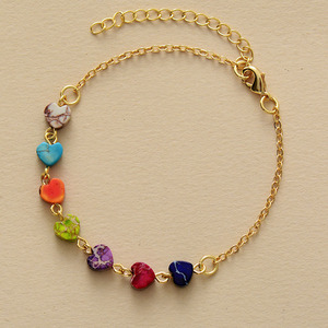 Pulsera con Dijes de Piedras Multicolores en Forma de Corazón, Aleación de Zinc, Joyería de Regalo, Accesorio de Moda - Product Image 1
