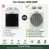Ventilateur Chauffant Colonne Portable avec Thermostat, Chauffage d'Appoint Compact Rectangulaire 3 Modes Chaud 2000W, Contrôle Automatique, Ignifuge, Certifié CE