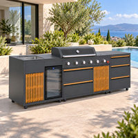 Station de cuisine extérieure multifonctionnelle en acier inoxydable SUS304 avec barbecue pour jardin