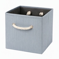 Panier de rangement en tissu avec poignées en corde de coton, en tissu slub, pliable, à ouverture supérieure, pour chambre, dortoir, maison d'hôtes, organisateur multi-usages