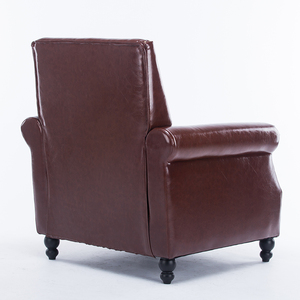 <span class=keywords><strong>Fauteuil</strong></span> d'appoint vintage en similicuir avec garniture cloutée, <span class=keywords><strong>fauteuil</strong></span> classique à accoudoirs roulés et pieds en bois massif - Product Image 5