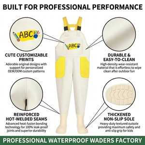Waders éducatifs Senshuo <span class=keywords><strong>Beige</strong></span> Ivoire ABC Alphabet pour jeunes avec poches latérales, idéaux pour les cours de nature et comme équipement de pluie pour l'apprentissage - Product Image 3