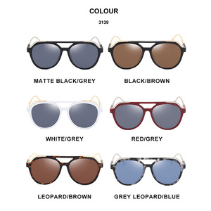 Gafas de Sol Retro para Hombre Partagas, Lentes de PC con Protección UV400, Doble Puente, Estilo Urbano, Protección Solar, para Ciclismo, Viajes, Moda - Product Image 4