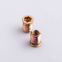 Écrou de meuble en alliage de zinc à tête plate, connecteur encastré, entièrement fileté, à dents internes et externes, M3-M10, zingué, grade 8