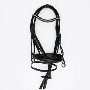 Bride vague cristal courbe forme manivelle Cavasson muserolle avec Flash cheval en cuir équestre couleur et taille personnalisées grossiste - Product Image 1