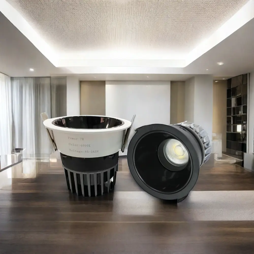 Moderno 7W LED COB Downlight Comercial Antideslumbrante Trimless Iluminación empotrada Focos para hoteles