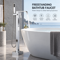 Robinet de baignoire sur pied monocommande avec douchette pluie douce pour salle de bain