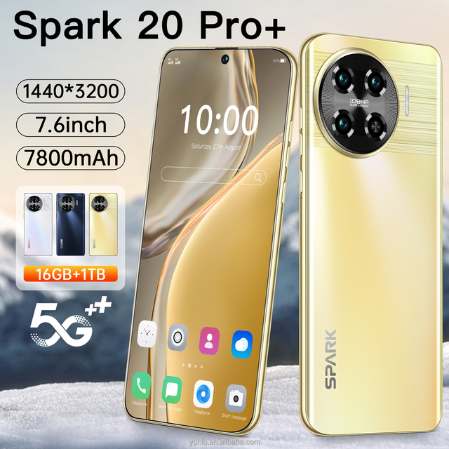 Global Version Spark 20 Pro Original Phones Smartphones for 16GB+1TB MEMORY 5G Dual SIM Cellphone Android 14 Smartphone