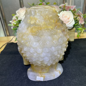Pierre de Guérison Artisanat Guérisseur Doré Tête de <span class=keywords><strong>Bouddha</strong></span> Cristaux Naturels Jaune Feu Quartz Statues de <span class=keywords><strong>Bouddha</strong></span> Pour la Méditation - Product Image 3