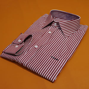 Camicia su Misura MTM Slim Fit per Uomo, Camicia Formale Blu a Righe, 100% Cotone, Manica Lunga - Product Image 5