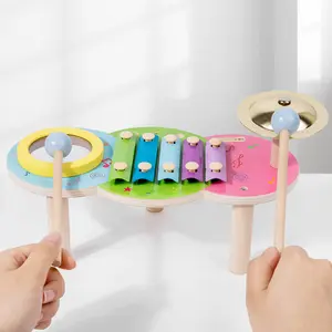 COMMIKI Wooden Rainbow Xylophone Music Toys Percussion Educational Musical Toys Multifunctional Music Station