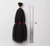 Extensions de cheveux naturels Kinky Bulk 24 pouces 100% fibre coréenne à température moyenne 120g, tissage double trame à la machine, cheveux à tresser noirs africains