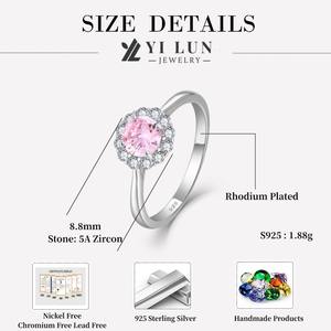 Anello di Fidanzamento in Argento Sterling 925 con Zirconi Cubici Rosa Gioielli da Sposa all'Ingrosso - Product Image 5