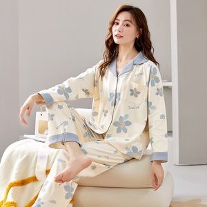 Dames homewear <span class=keywords><strong>cartoon</strong></span> simulatie katoenen pyjama's met lange mouwen - Product Image 4