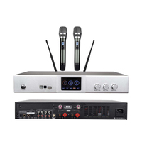 Amplifier Daya Karaoke Profesional 2CH Kelas D Terlaris Sistem 3-in-1 dengan Mic Nirkabel UHF DSP Echo Reverb
