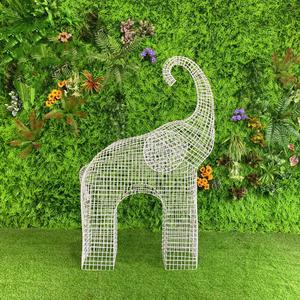 Sculpture d'éléphant creuse en acier inoxydable, peinte par poudrage, ornement de jardin extérieur, forme animale autoportante - Product Image 5