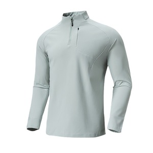 Camiseta de <span class=keywords><strong>Manga</strong></span> <span class=keywords><strong>Larga</strong></span> con Cuello Alto y Media Cremallera para <span class=keywords><strong>Hombre</strong></span>, Nueva Moda de Otoño, Informal, para Exteriores, Lisa, de Secado Rápido, Anti-UV y Transpirable - Product Image 5