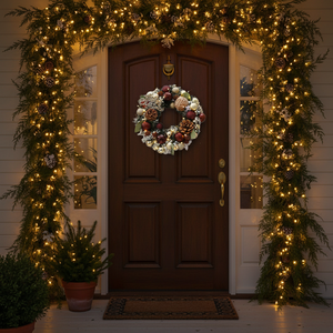Couronnes <span class=keywords><strong>de</strong></span> fleurs <span class=keywords><strong>de</strong></span> Noël populaires, luxueuses, modernes et écologiques en PVC pour décorations suspendues aux fenêtres et aux portes intérieures - Product Image 5