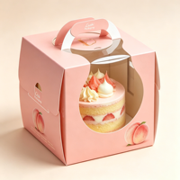 Boîtes à gâteaux personnalisées en gros, emballage de luxe pour gâteaux bento avec poignée, boîte d'emballage pour gâteaux mousse superposés avec fenêtre