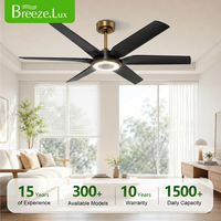 Ventilateur de plafond moderne à LED avec pales en ABS de 56 pouces, éclairage intégré, télécommande, 6 vitesses, variateur d'intensité, moteur DC silencieux, moteur à 10 ans de garantie