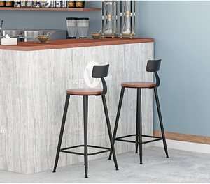 Taburete Alto Nórdico Moderno, Silla de Comedor de Metal y PU Ecológica, Respaldo Negro, para Hogar, Cafetería, Hoteles y Restaurantes - Product Image 4