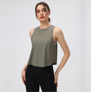 Nueva moda, diseño de <span class=keywords><strong>malla</strong></span> Sexy para <span class=keywords><strong>mujer</strong></span>, ropa activa, suave, transpirable, estilo suelto, camiseta sin mangas, Top corto de Yoga activo, ropa de entrenamiento - Product Image 6