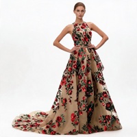 Robe de soirée longue élégante pour femme, ornée de sequins et de motifs floraux roses, robe de bal de demoiselle d'honneur, longueur maxi, traîne naturelle, pour mariée