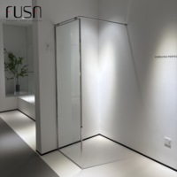 Kaca Shower Tetap FUSA untuk Walk-In Shower, Kaca Tempered Bening 8mm, Rangka Baja Tahan Karat 304, Panel Kaca Tunggal 5mm, Dapat Disesuaikan