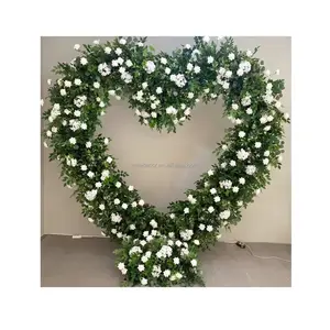 Green Leaves Artificial Flower Arrangements Heart Shaped Floral Arch Backdrop For Wedding Events Decoration