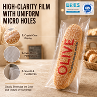 Sac à pain micro-perforé pour boulangerie, en PE, alimentaire, anti-humidité, pour une conservation optimale, personnalisable