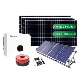 Complete Growatt hybrid photovoltaic system 50kw 100kw 200kw 500kw pv solar hybrid on grid solar pv system with batteries