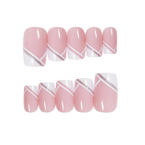 Prensa de Punta acrílica con purpurina blanca degradada cuadrada más popular con purpurina francesa personalizada <span class=keywords><strong>en</strong></span> las <span class=keywords><strong>uñas</strong></span> - Product Image 5