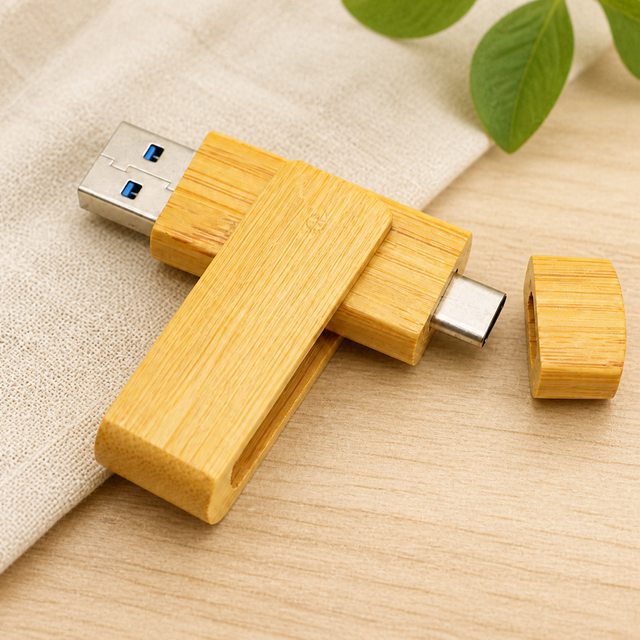 ECO Wood Bamboo USB Flash Drive Type-C Dual Interface 8GB 16GB 32GB 64GB 128GB Pendrive Custom Logo Eco Gift