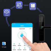 Cerradura de Puerta Inteligente Semiautomática con WIFI, Control por Aplicación Tuya Ttlock, Huella Dactilar Biométrica, Teclado Digital Electrónico con Pantalla Táctil