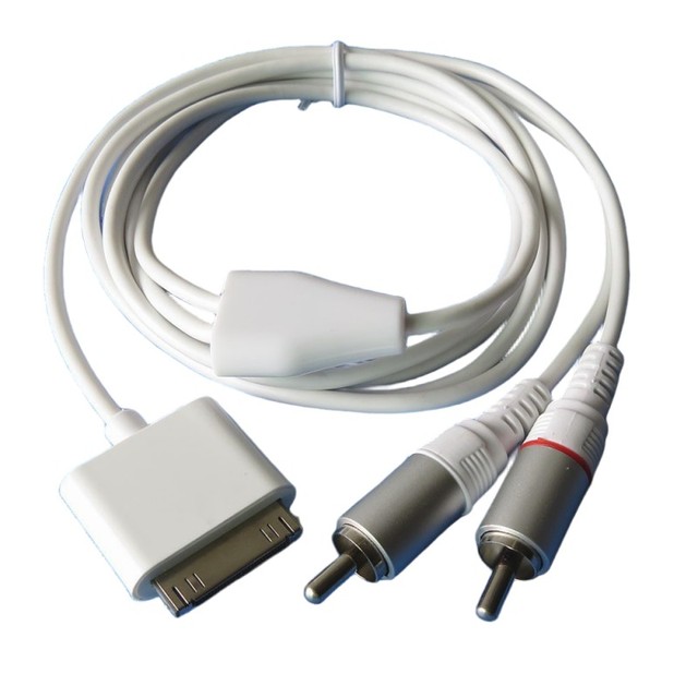5ft/1.5Meter 30 Pin to 2 RCA Audio Cable | Male Connector to Stereo RCA Plugs | Line-Level Output for Home Stereo & Speakers