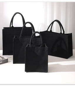 Bolsas <span class=keywords><strong>de</strong></span> Yute Negras Personalizadas <span class=keywords><strong>de</strong></span> Primera Calidad con Logotipo Impreso, Bolsas <span class=keywords><strong>de</strong></span> Compras Reutilizables Estructuradas y <span class=keywords><strong>de</strong></span> Gran Capacidad - Product Image 1