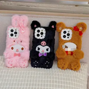 Ruunjoy đồ chơi sang trọng Sanrio 14 điện thoại 11 12 13 Pro Max trường hợp điện thoại XS Max chống thả cinnamorol kuromi KT quà tặng dễ thương phụ kiện điện thoại