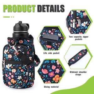 Magnetic <b>Water</b> <b>Bottle</b> Holder Gym <b>Water</b> <b>Bottle</b> Carrier Bag with Phone Pocket Handle Shoulder <b>Strap</b> 6 Built-in Magnet Pouch Sleeve - Product Image 3
