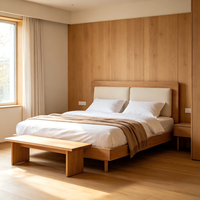 Cadre de lit souple en bois personnalisé avec logo pour chambre d'hôtel et appartement